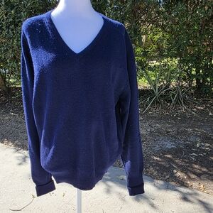 Redwood & Ross Men's V-Neck Sweater  Navy Blue Scottish 100% Wool SzM